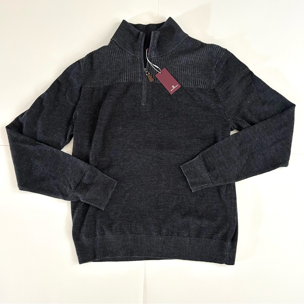 (NWT) Bruno Magli Merino Wool Quarter Zip Sweater  - Size L - Mens